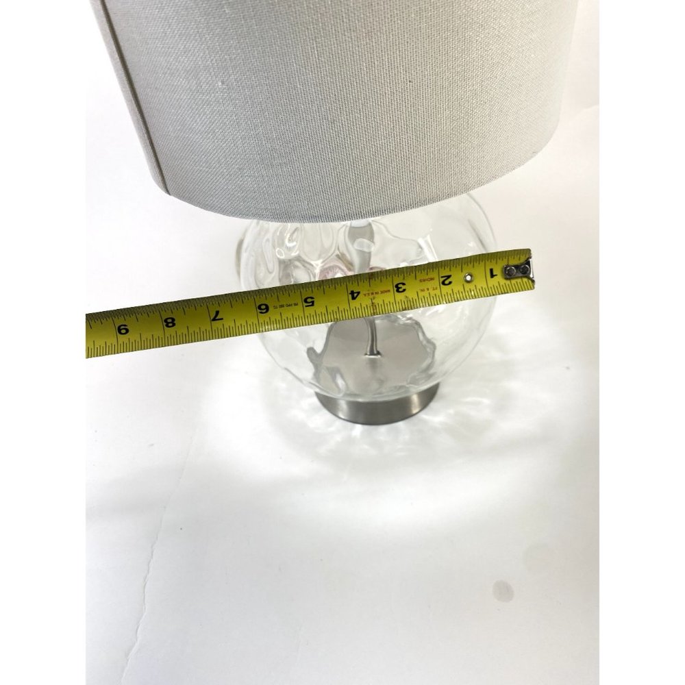 Small Glass Circle Base Lamp w/ White Lampshade 16 1/2" Tall - Picture 9 of 9